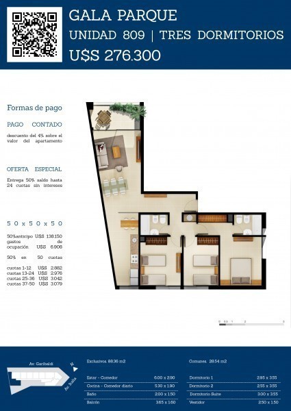 Venta departamento de 3 dormitorios 